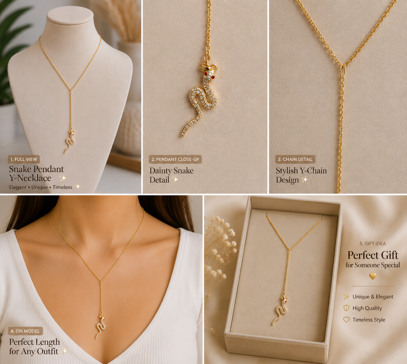Sparkling Snake Pendant Necklace