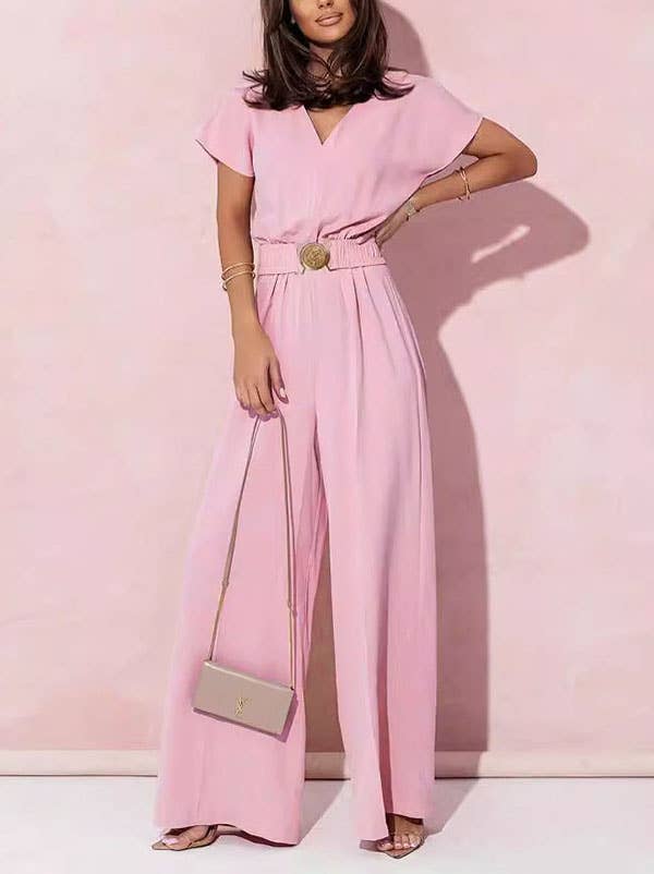 Chic Confidence V-Neck Wide-Leg Jumpsuit