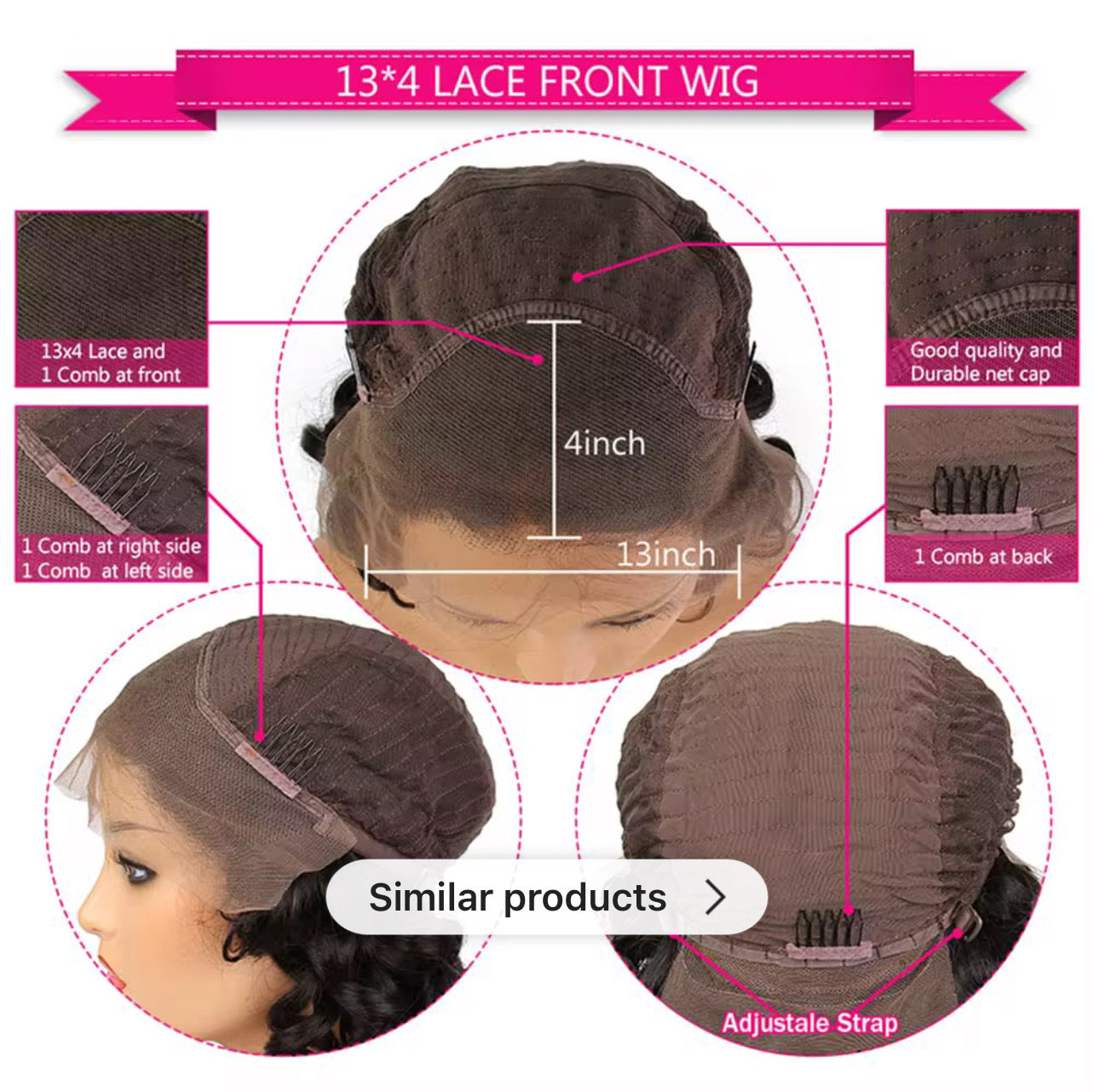 Short Curly Lace 100% Human Hair Front Wig 13x4 Natural Black 6 inches