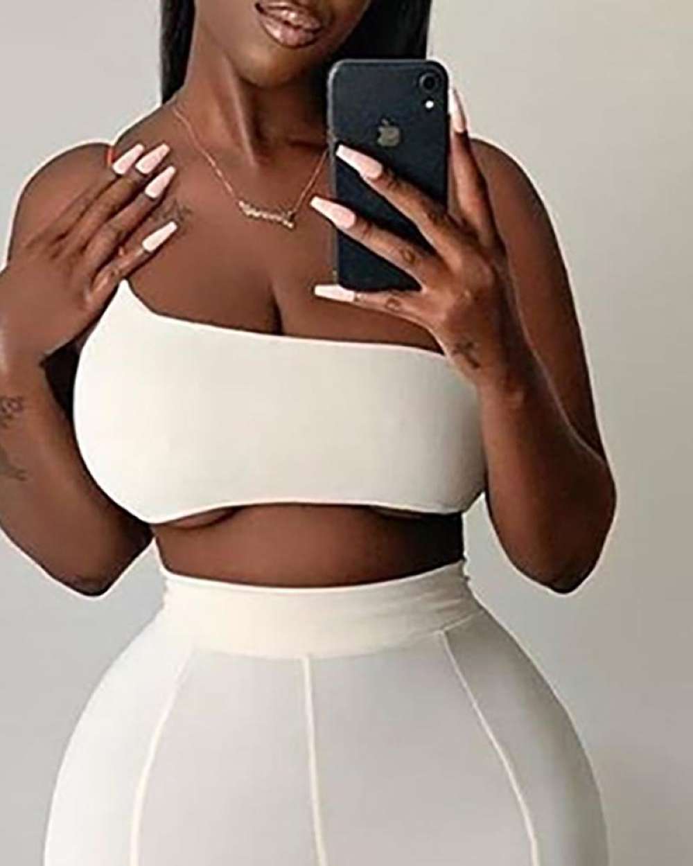 Minimalist Ribbed Two-Piece Set- Tube Crop Top & High-Waist Leggings
