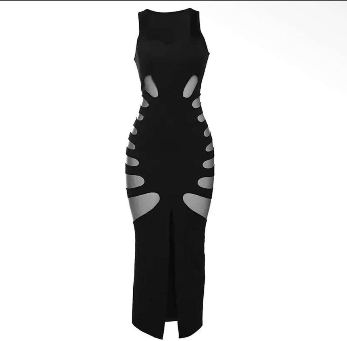 Black Sleeveless Cut-Out Bodycon Maxi Dress