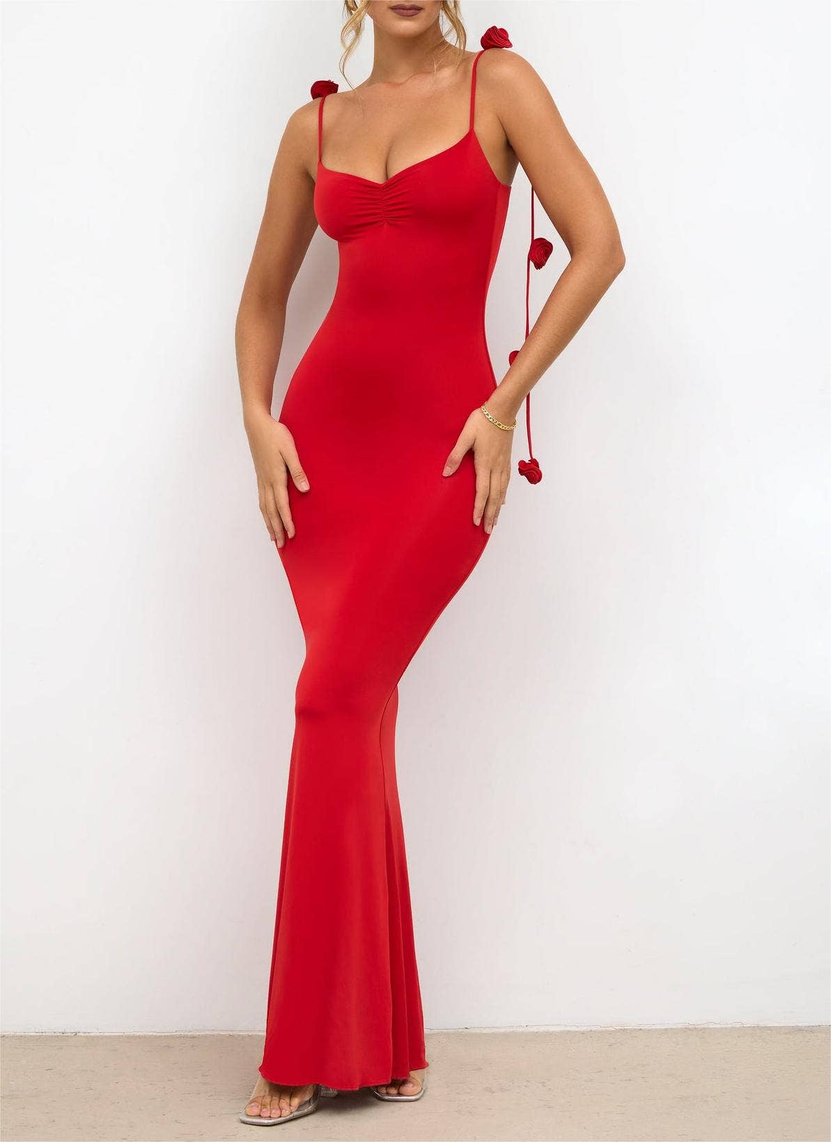 Backless Floral Strap Maxi Dress