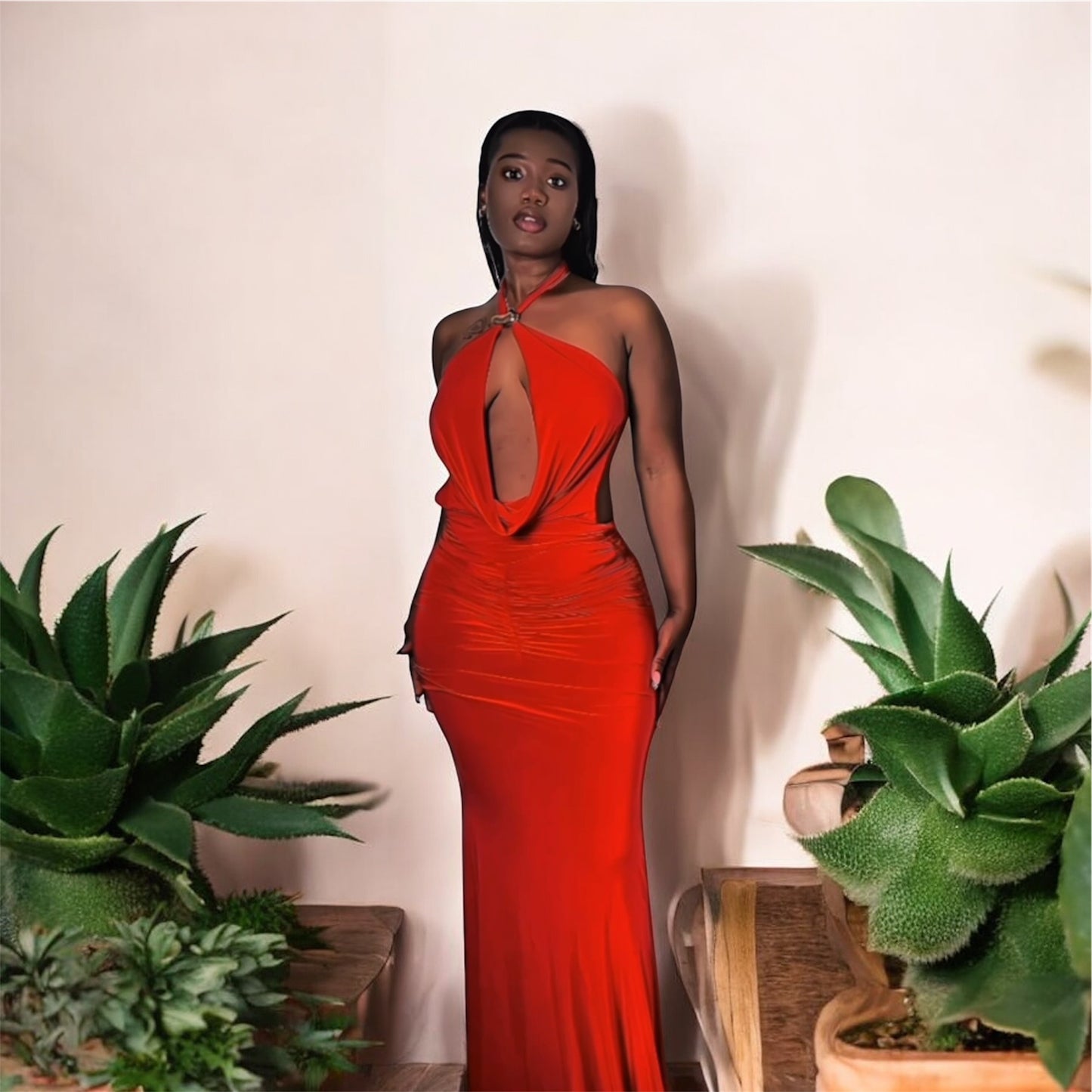 Bold Halter Maxi Dress