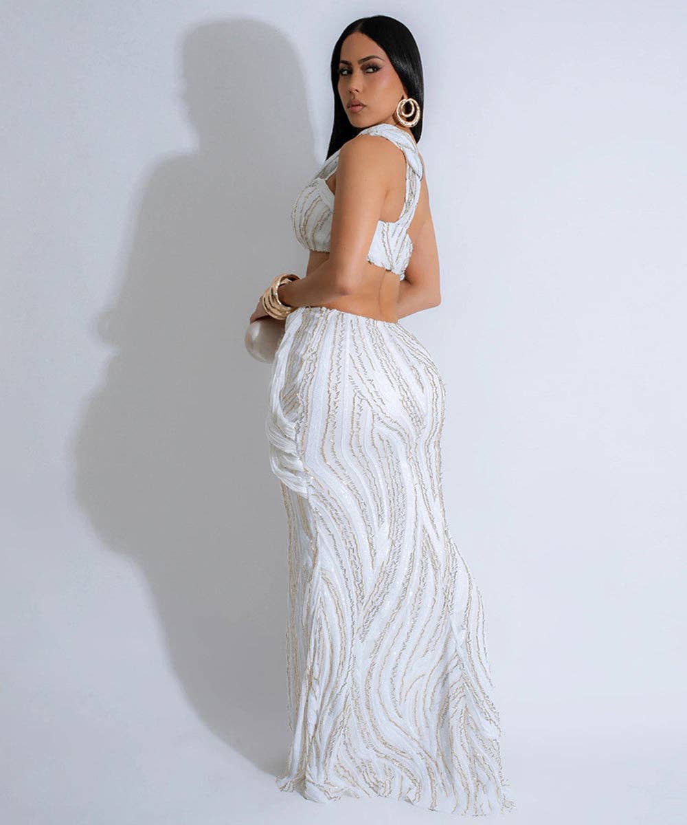 Aurelia Beaded Two-Piece Maxi Skirt Set