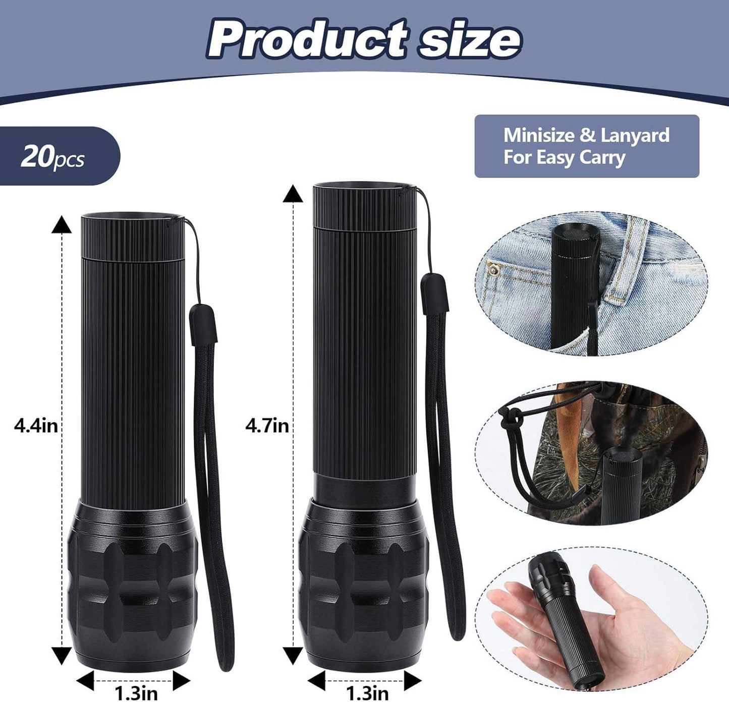 Mini LED Flashlight Bulk Pack Pocket Size, Bright & Durable with Lanyard