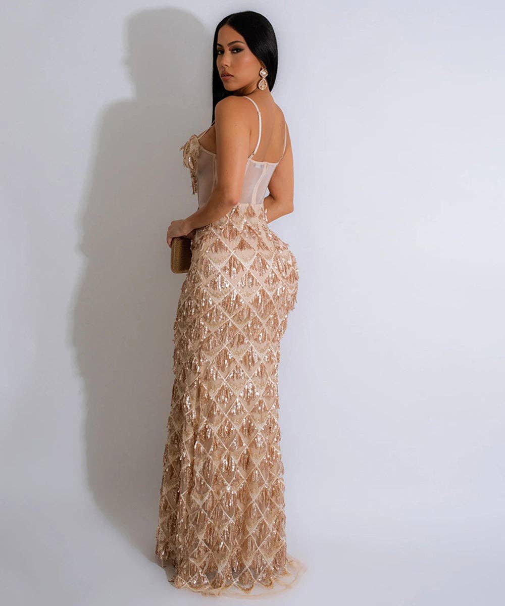 Rhinestone Halter Gown