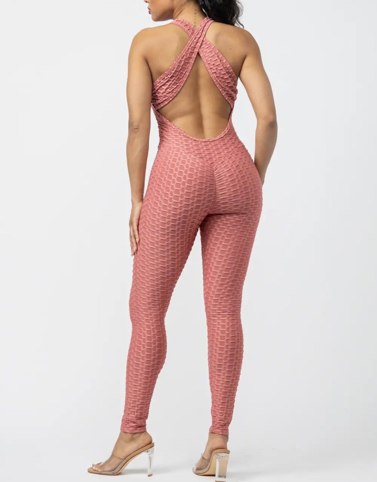 Women’s Textured Sleeveless Bodycon Jumpsuit