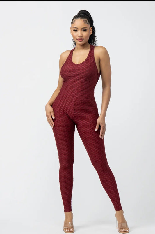 Women’s Textured Sleeveless Bodycon Jumpsuit