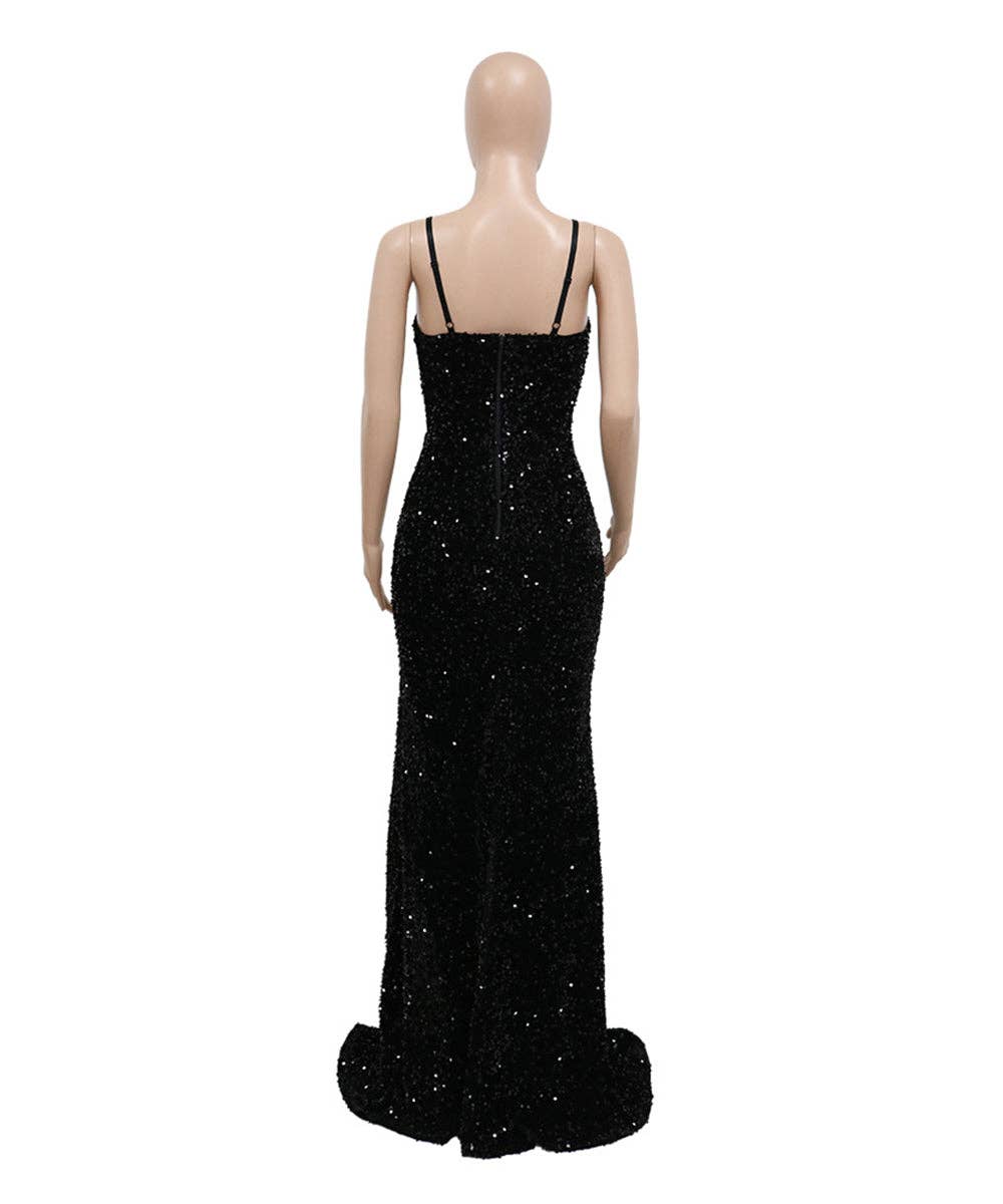 Glamour Sequin Split Maxi Dress