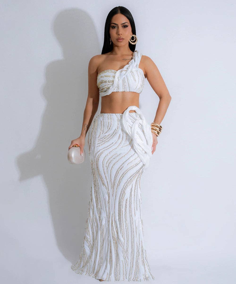 Aurelia Beaded Two-Piece Maxi Skirt Set