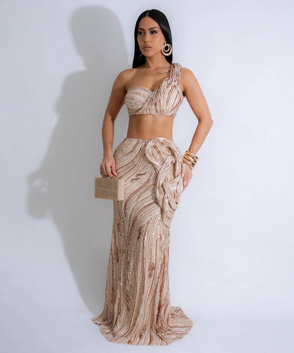 Aurelia Beaded Two-Piece Maxi Skirt Set