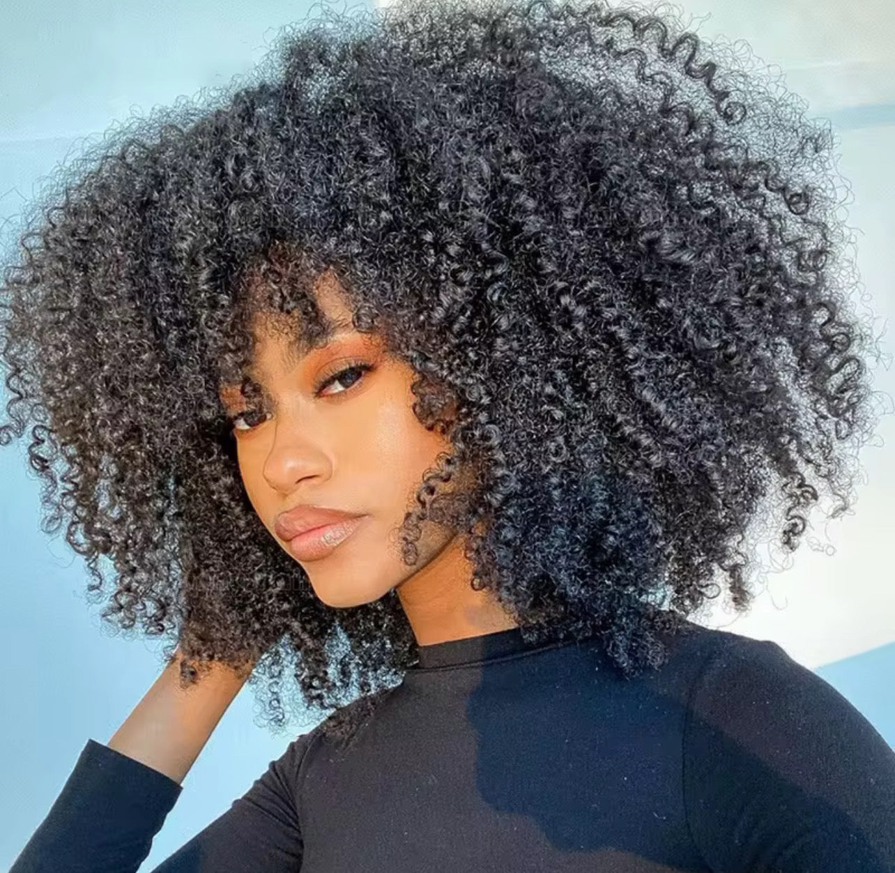 Big Afro Curly Wig With Bangs- Natural Hair