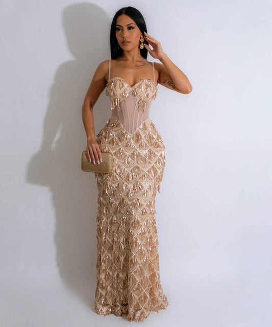 Rhinestone Halter Gown