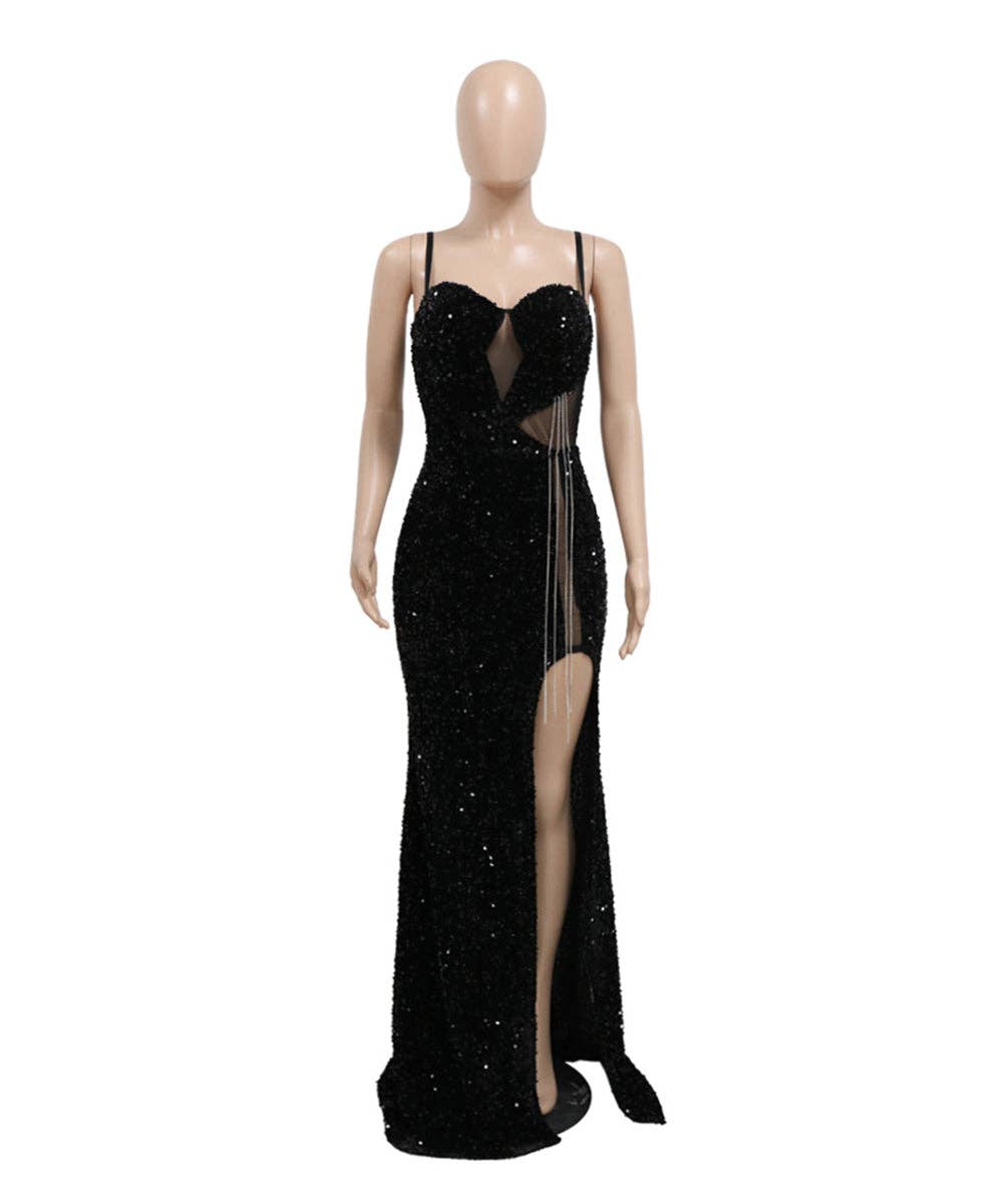Glamour Sequin Split Maxi Dress