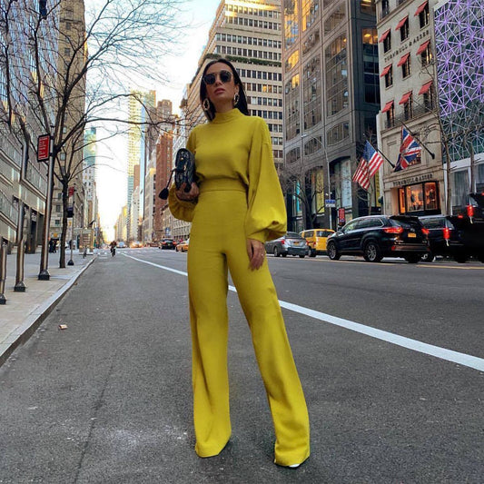 Bold Elegance High-Neck Wide-Leg Jumpsuit