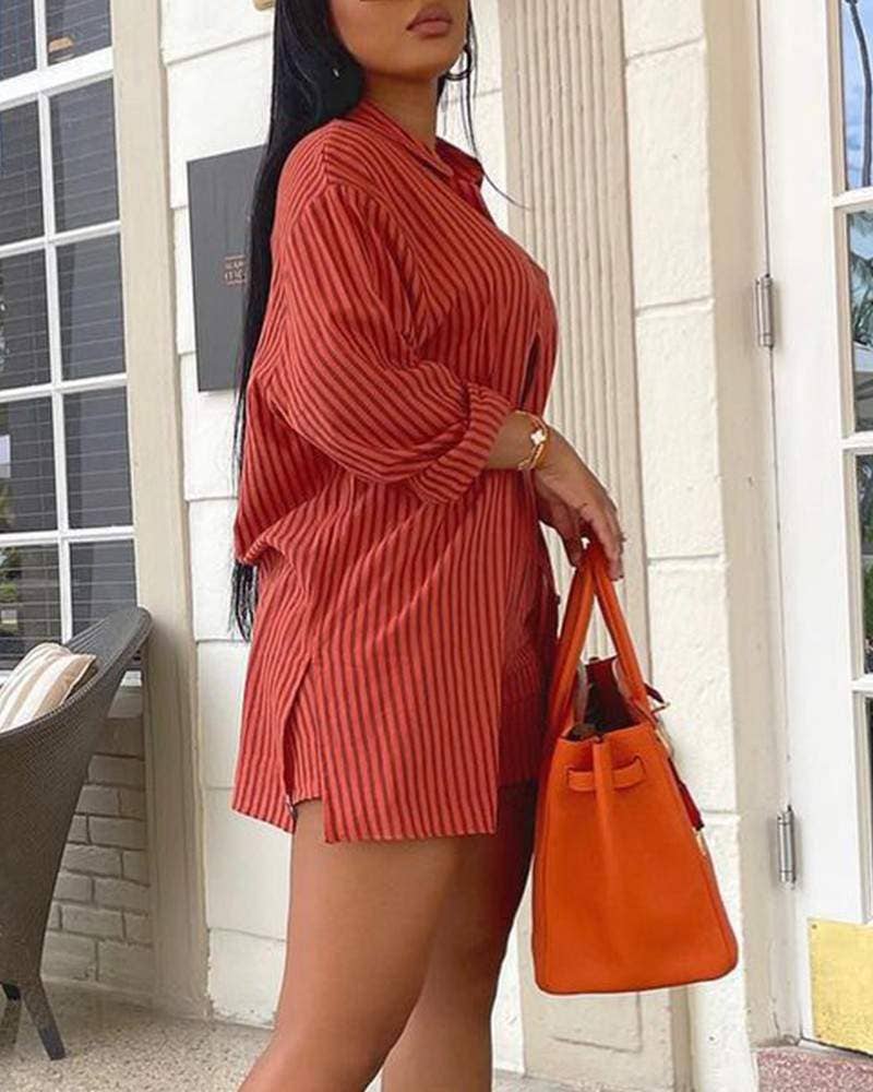 Striped Lounge Two-piece set -Oversized Shirt & Short