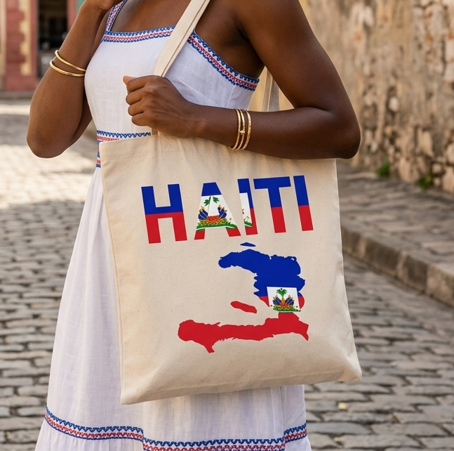 Haiti Map Canvas Tote Bag – Haitian Pride Collection 🇭🇹