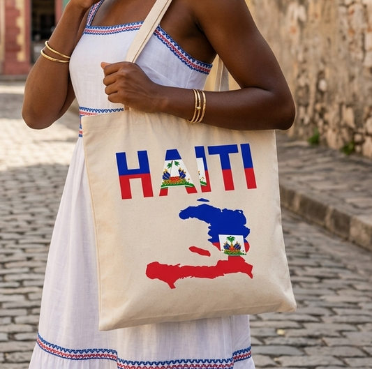 Haiti Map Canvas Tote Bag – Haitian Pride Collection 🇭🇹