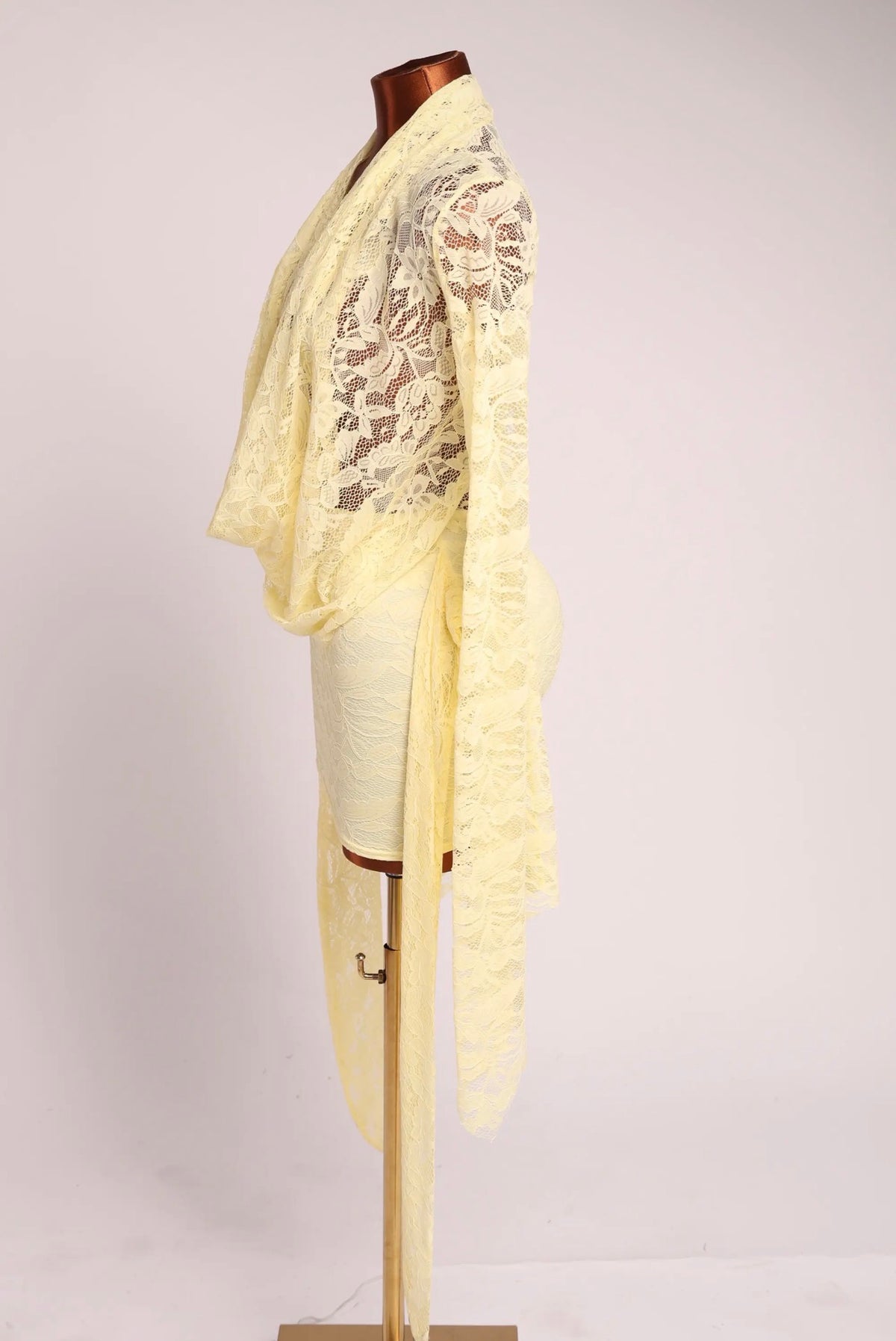 Elegant Floral Lace Draped Mini Dress Long Sleeve
