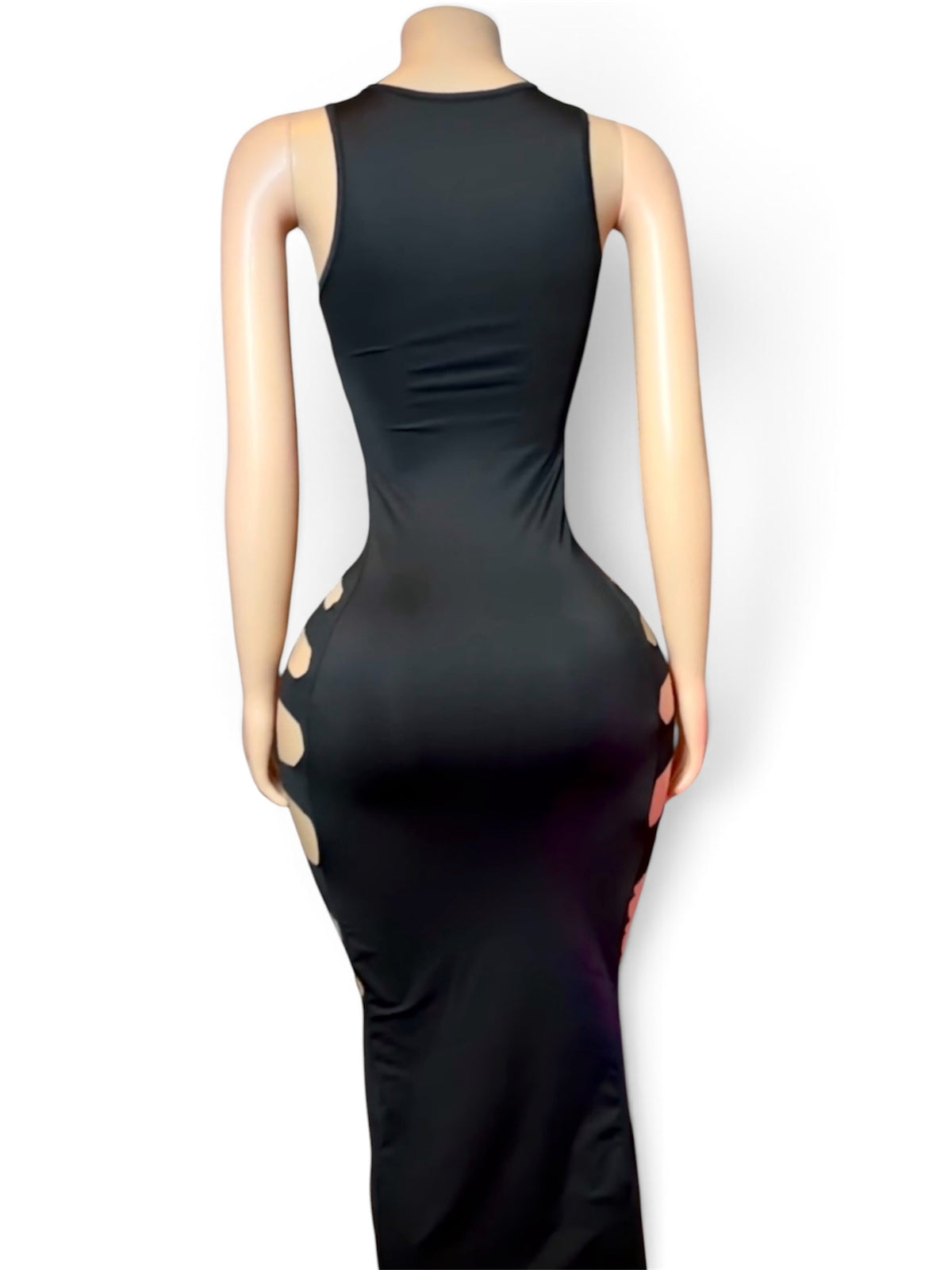 Black Sleeveless Cut-Out Bodycon Maxi Dress