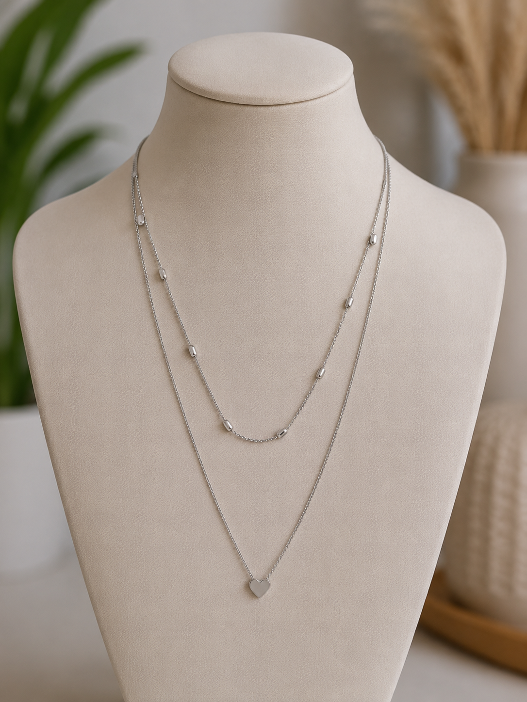 Layered Heart & Pearl Necklace