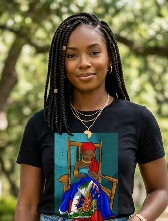 Haitian Heritage Girl” Graphic T-Shirt – Strength, Culture & Legacy 🇭🇹