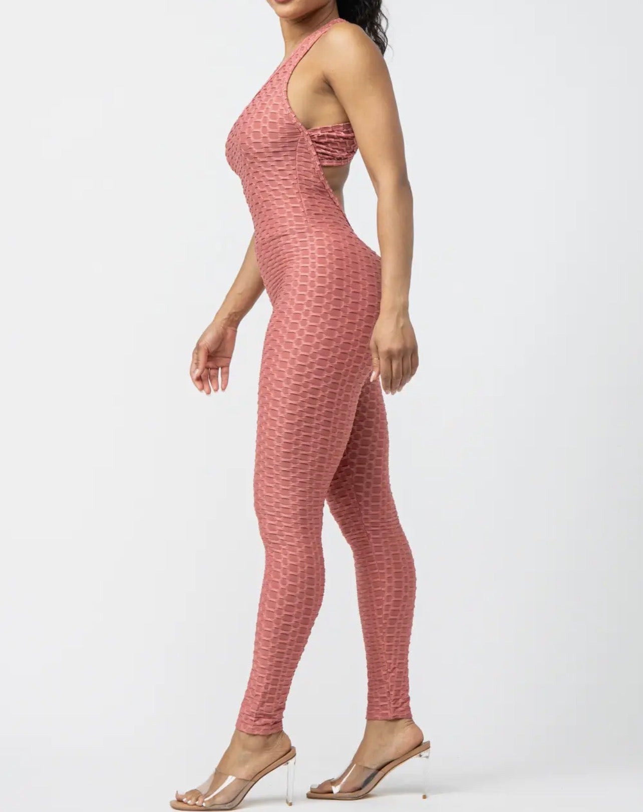 Women’s Textured Sleeveless Bodycon Jumpsuit
