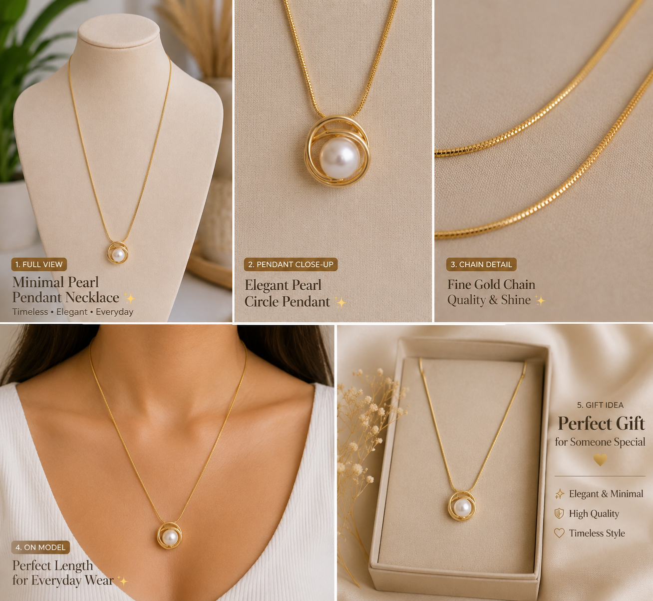 Elegant Pearl Pendant Necklace
