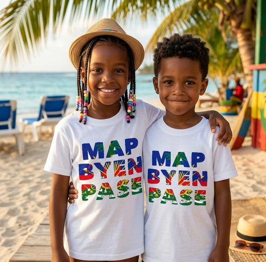 Haitian Kids Tee – Map Byen Pase Edition 🇭🇹