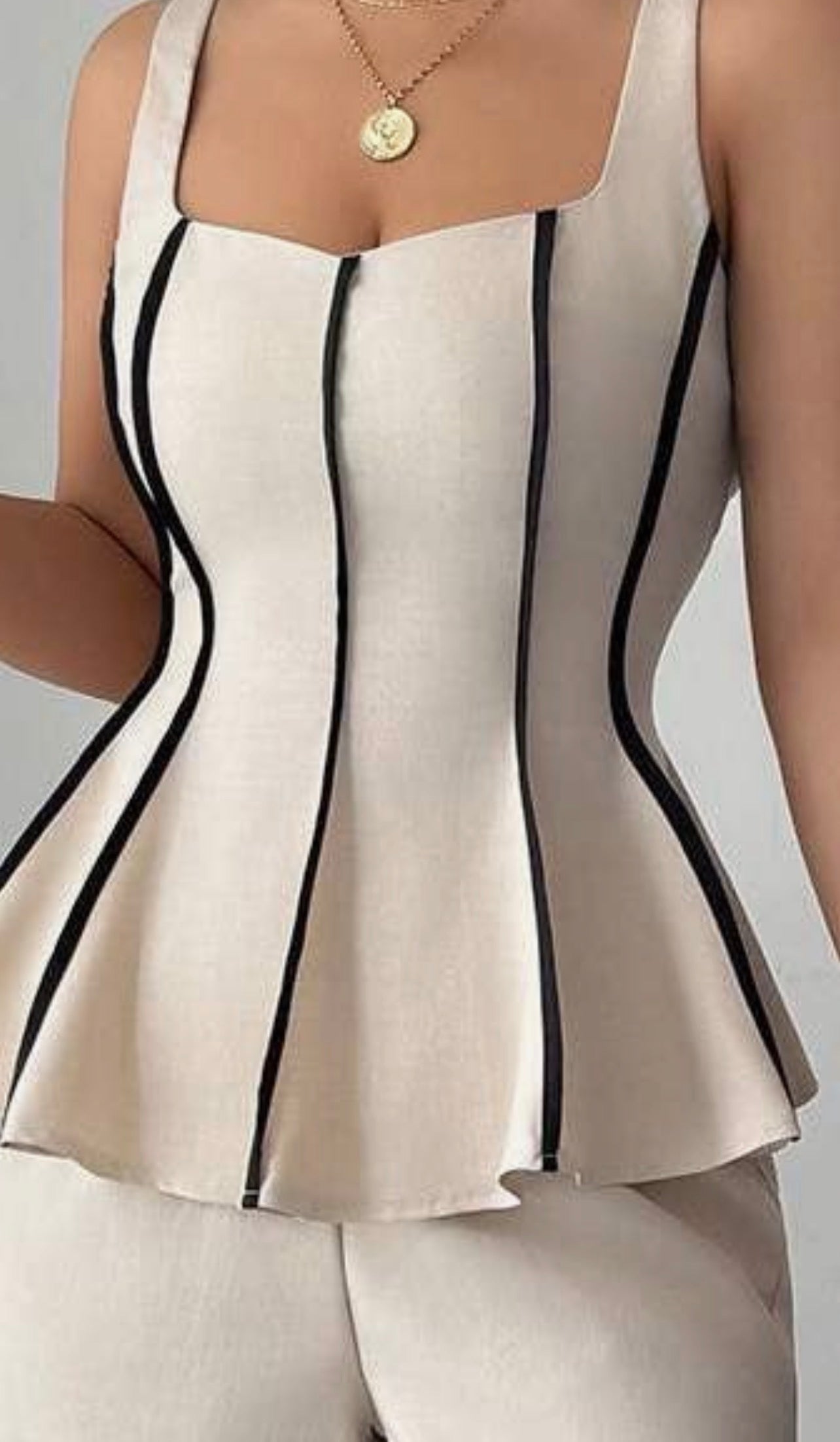 Ivory Grace Peplum Pant Set