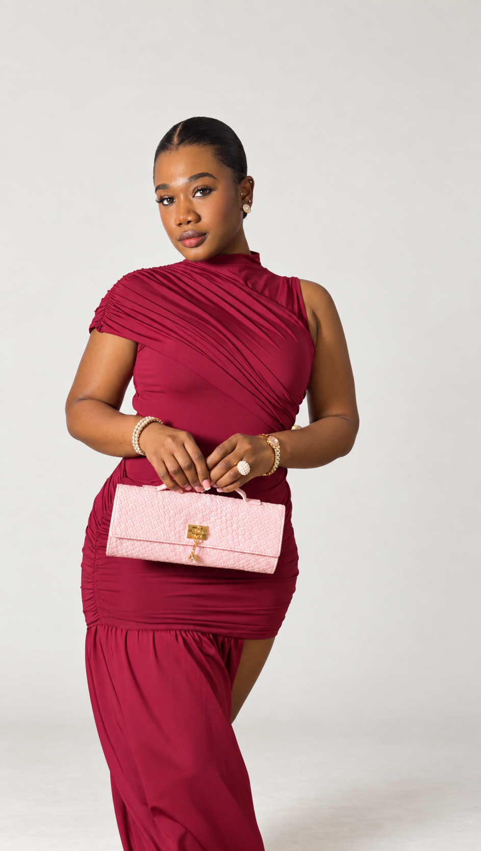 Draped Asymmetrical Mini Dress with Train