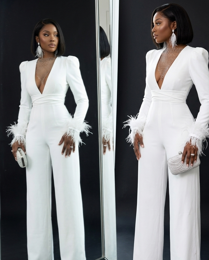 Elegance Feather Jumpsuit