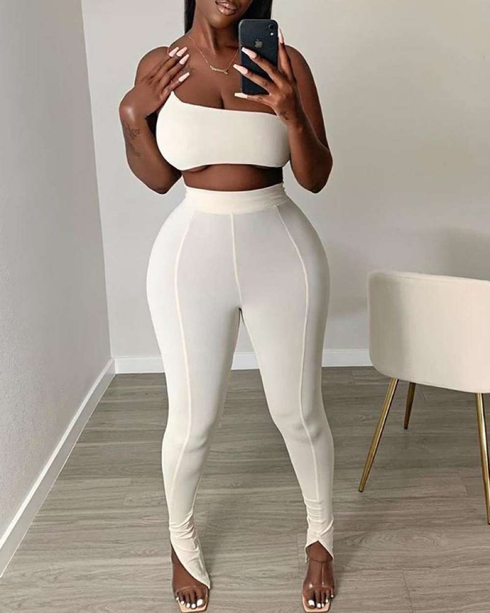 Minimalist Ribbed Two-Piece Set- Tube Crop Top & High-Waist Leggings