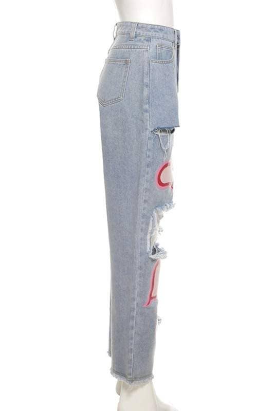 Ripped Heart Cut-Out Jeans