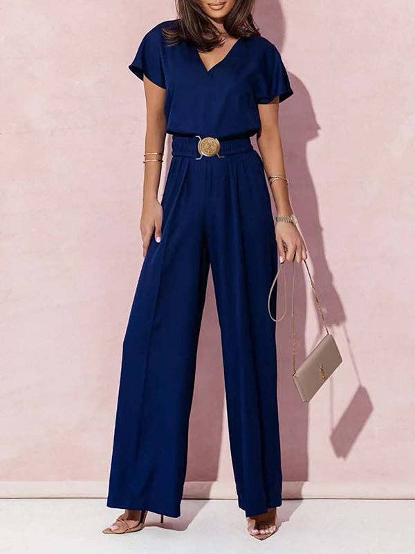 Chic Confidence V-Neck Wide-Leg Jumpsuit