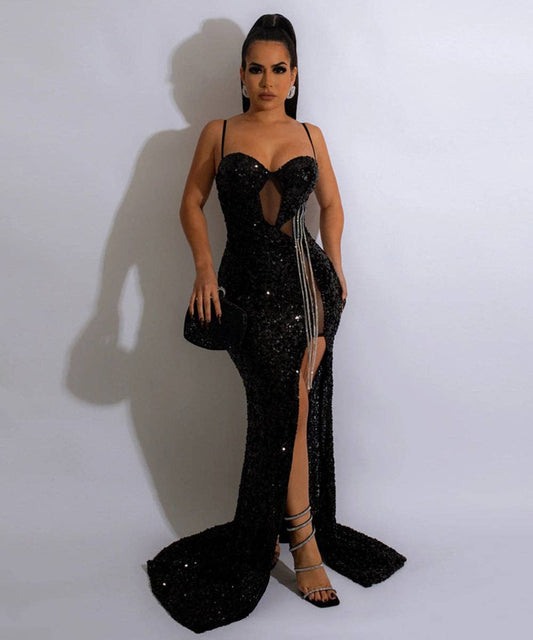 Glamour Sequin Split Maxi Dress