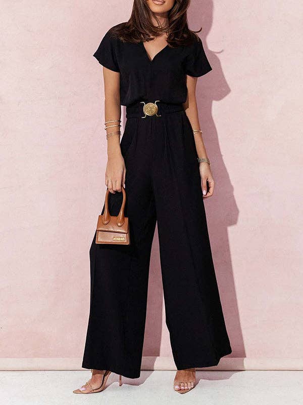 Chic Confidence V-Neck Wide-Leg Jumpsuit