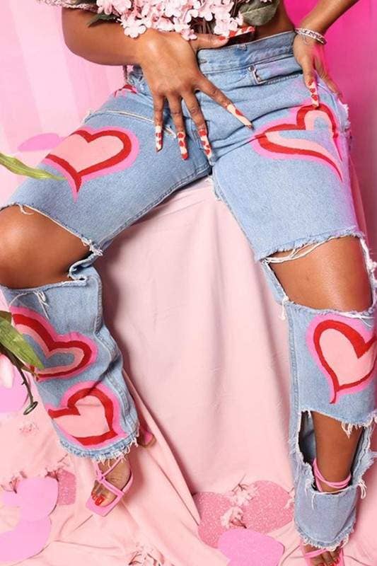 Ripped Heart Cut-Out Jeans